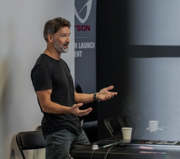 Man giving inspirational talk.